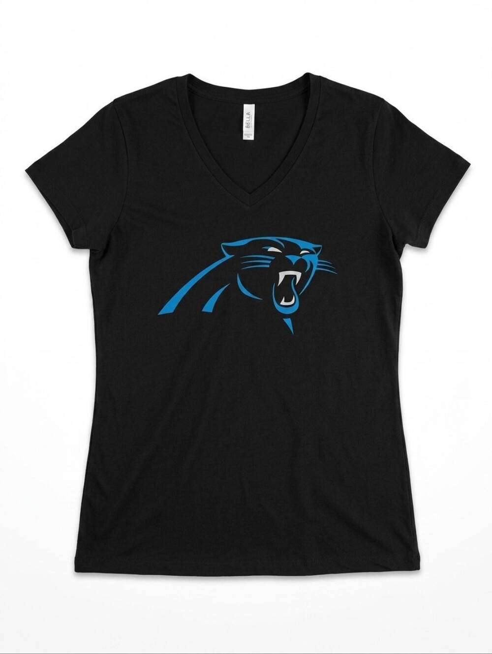 ➕ Bella + Canvas Carolina Panthers Black V-Neck Graphic Tee | Size 2XL